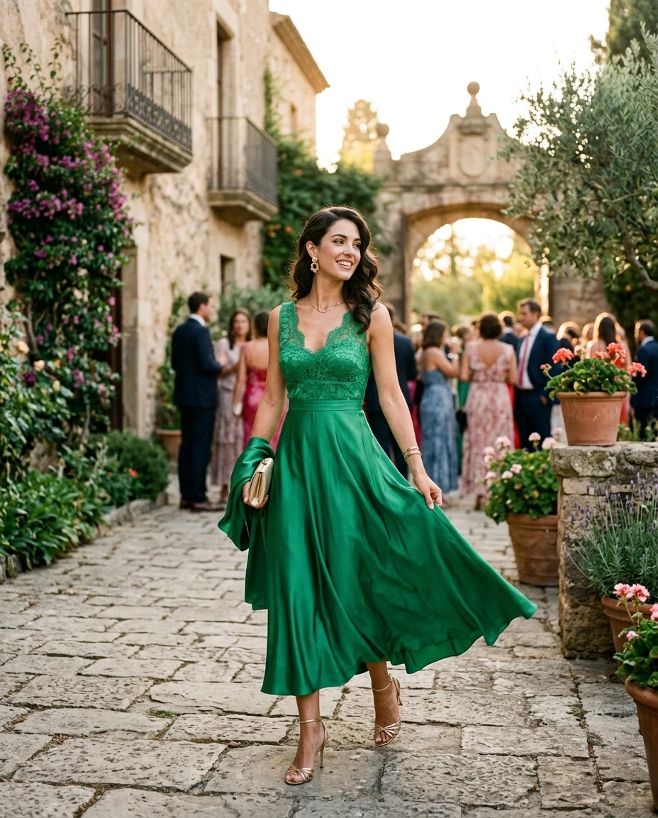 Gemma Deeks Style Guide: Cocktail Attire wedding guest dress in Catalonia Summer 2026