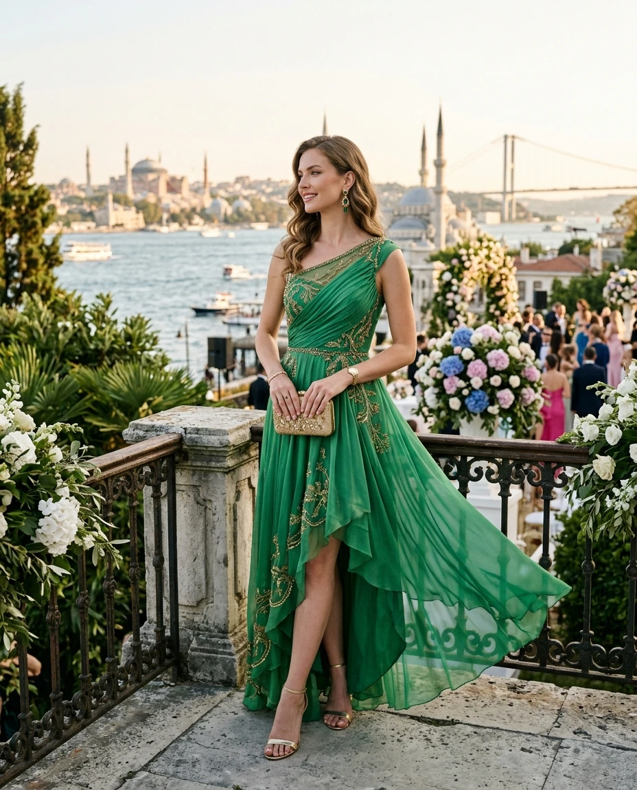 Gemma Deeks Style Guide: Cocktail Attire wedding guest dress in Istanbul Summer 2026