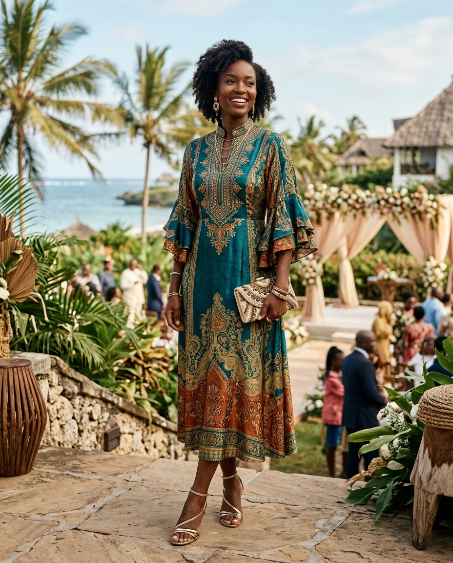 Gemma Deeks Style Guide: Cocktail Attire wedding guest dress in Kenya Summer 2026