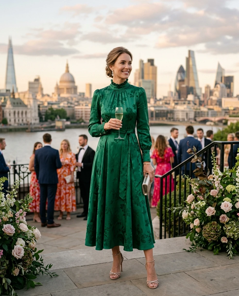 Gemma Deeks Style Guide: Cocktail Attire wedding guest dress in London Summer 2026