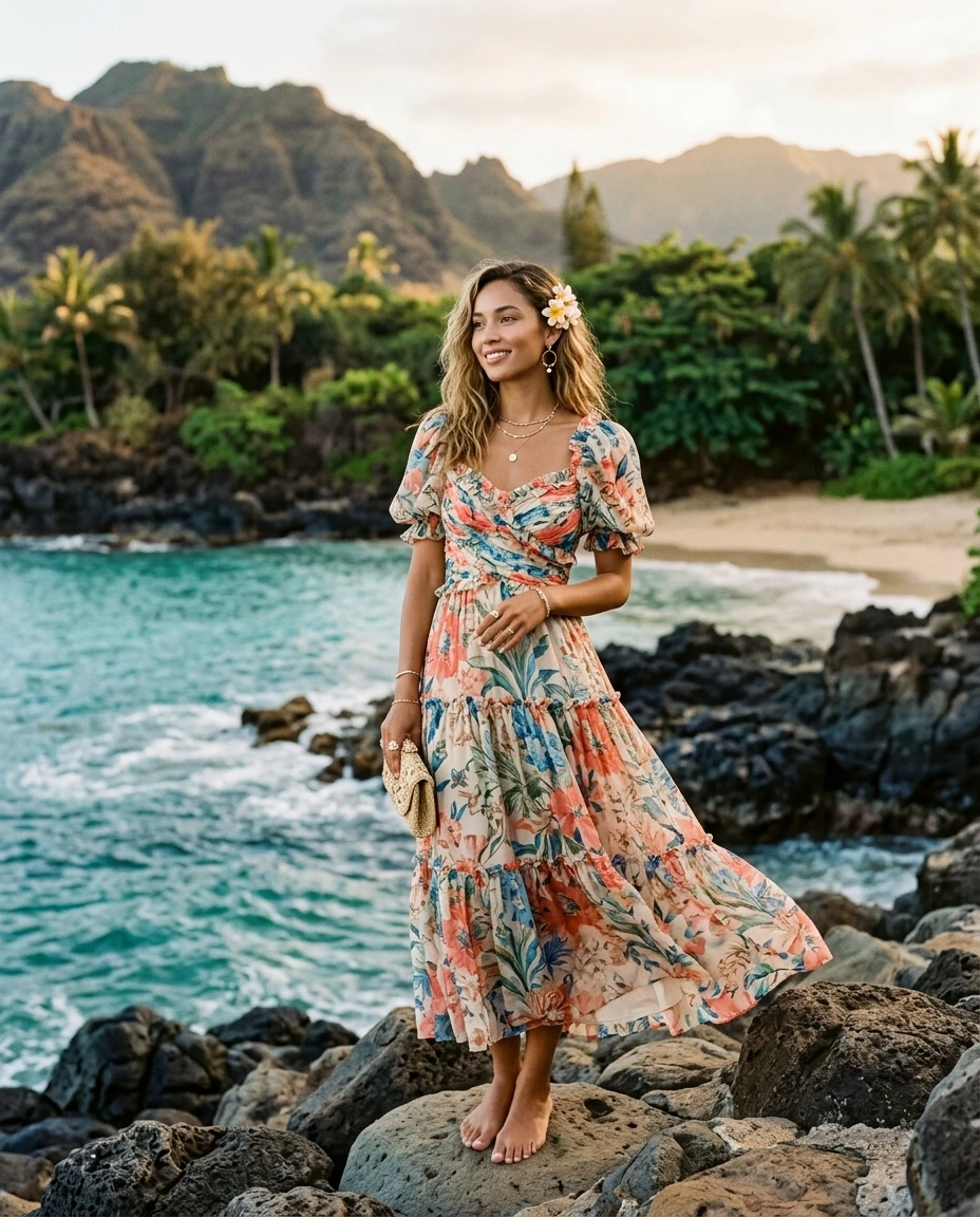 Gemma Deeks Style Guide: Cocktail Designer Summer Dresses in Hawaii Summer 2026