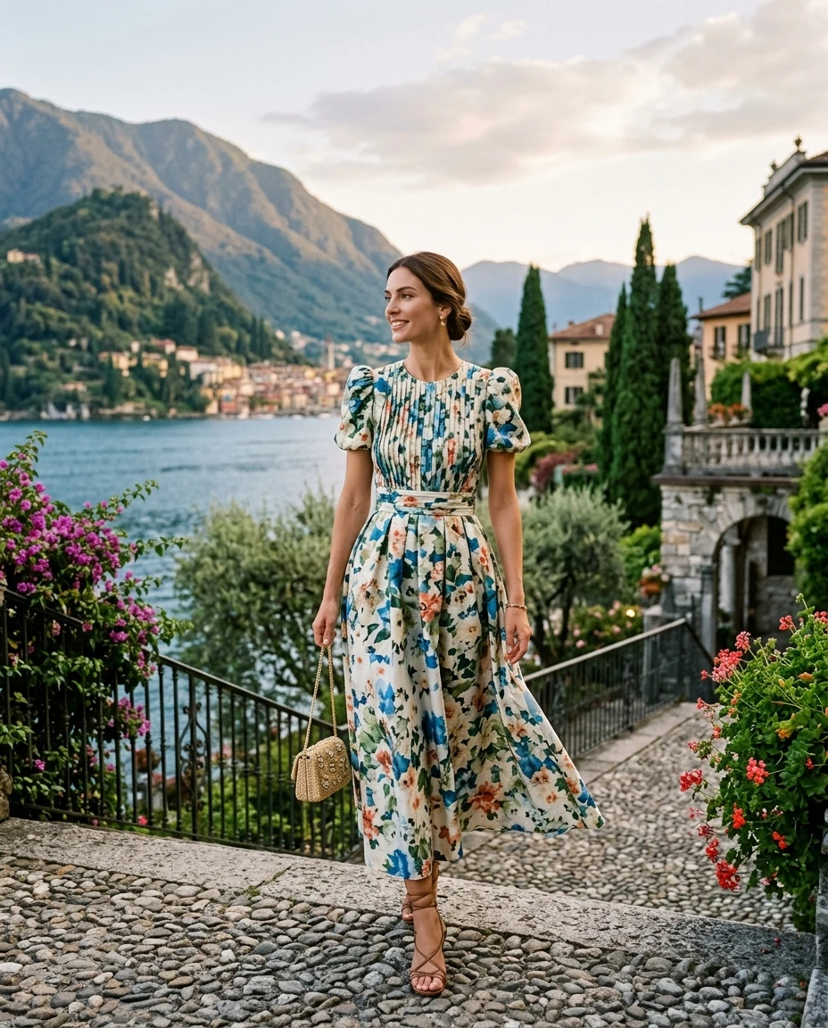 Gemma Deeks Style Guide: Cocktail Designer Summer Dresses in Lake Como Summer 2026