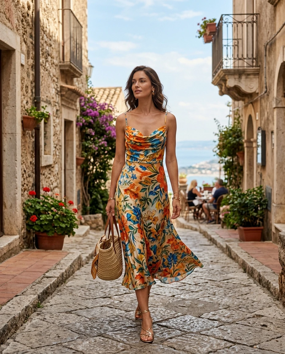 Gemma Deeks Style Guide: Cocktail Designer Summer Dresses in Sicily Summer 2026