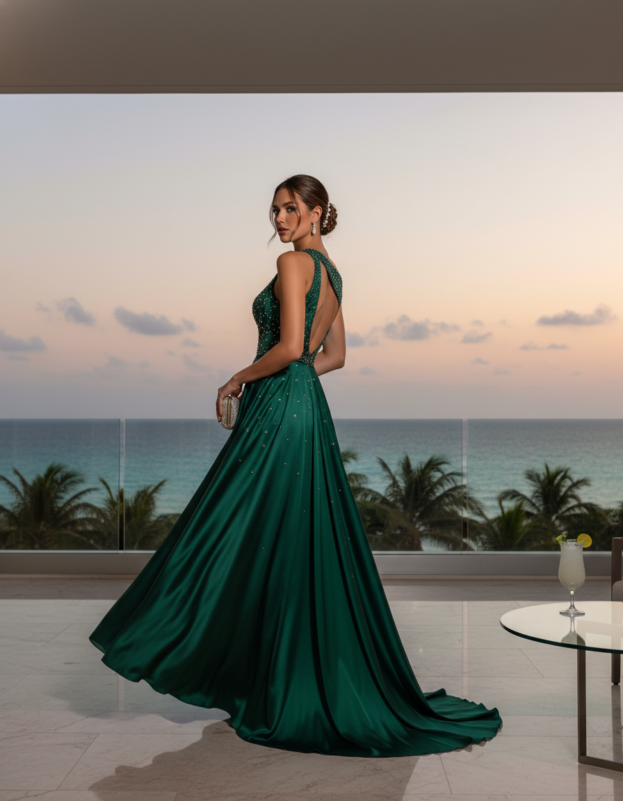 Gemma Deeks Style Guide: Cocktail gala gown in Cancun Summer 2026