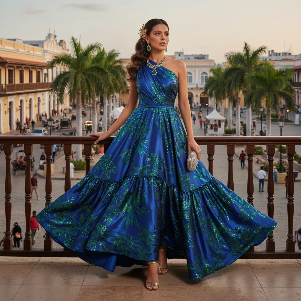 Gemma Deeks Style Guide: Cocktail gala gown in Colombia Summer 2026