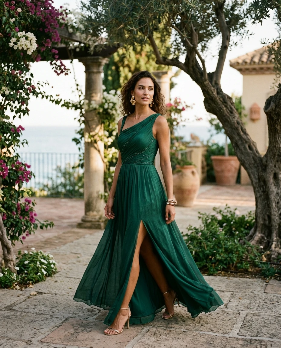 Gemma Deeks Style Guide: Cocktail gala gown in Marbella Summer 2026
