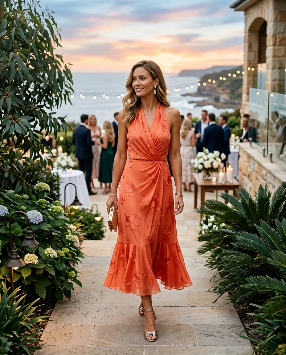 Gemma Deeks Style Guide: Cocktail wedding guest dress in Australia Summer 2026