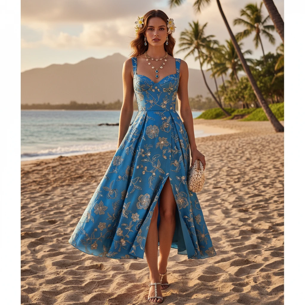 Gemma Deeks Style Guide: Cocktail wedding guest dress in Hawaii Summer 2026