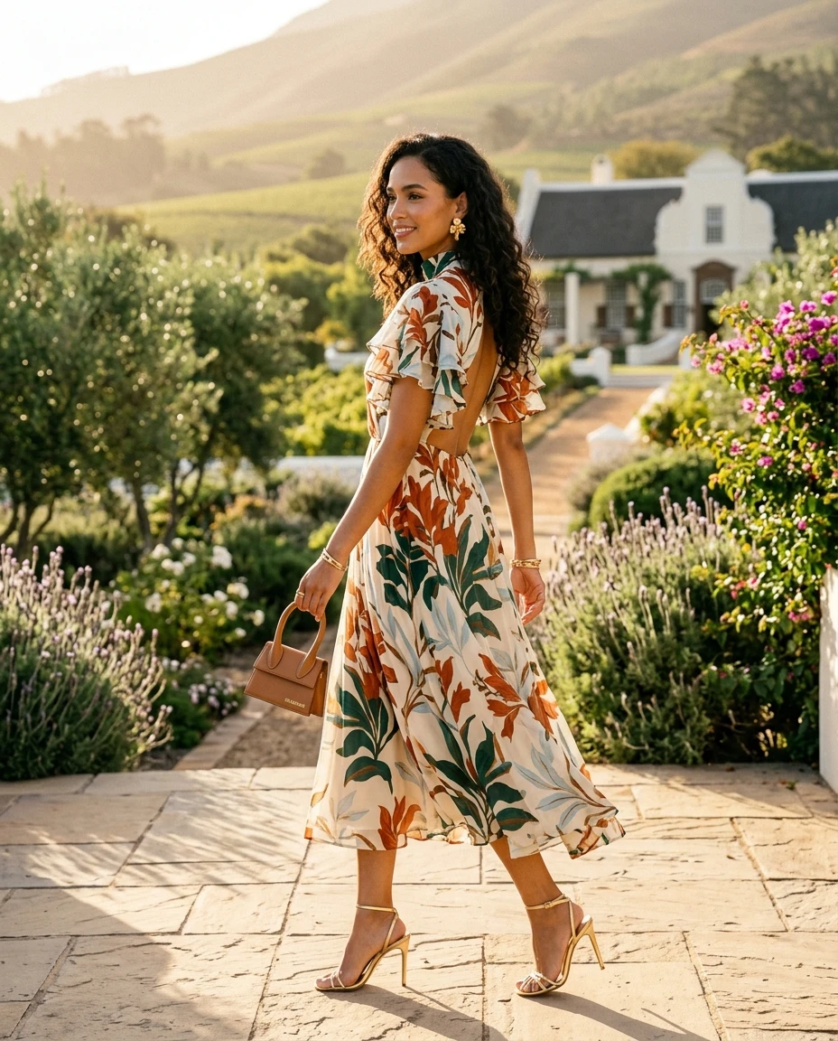 Gemma Deeks Style Guide: Cocktail wedding guest dress in South Africa Summer 2026