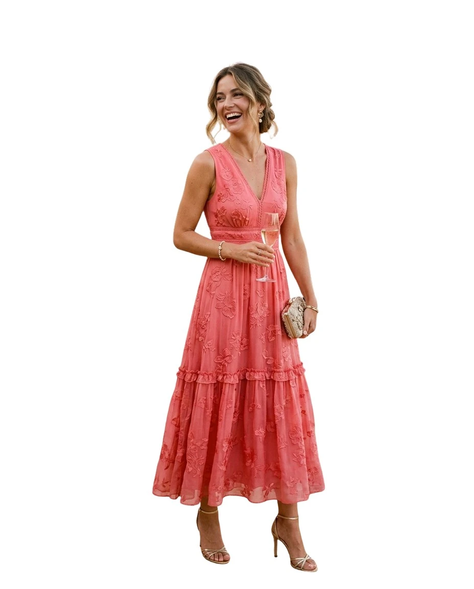 Gemma Deeks Style Guide: Cocktail wedding guest dress in Spain Summer 2026