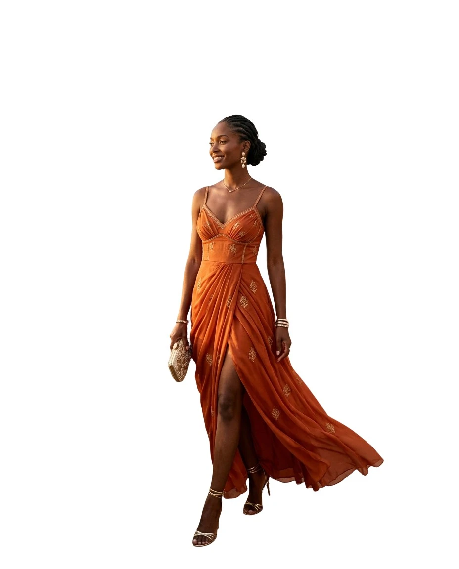Gemma Deeks Style Guide: Cocktail wedding guest dress in Zanzibar Summer 2026