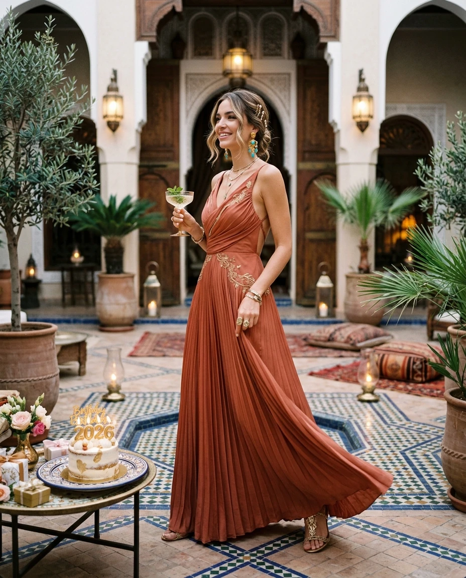 Gemma Deeks Style Guide: Elegant Chic Birthday in Moroco Summer 2026
