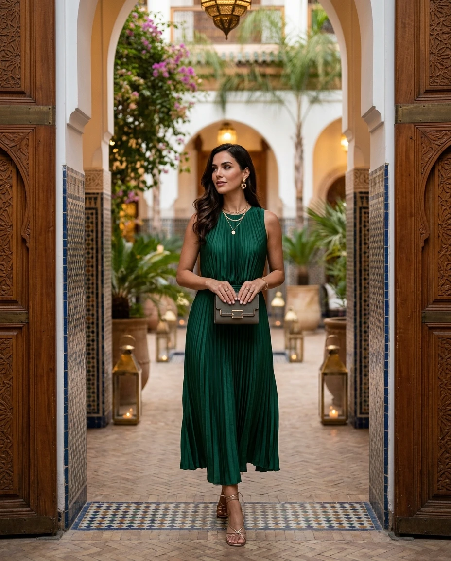 Gemma Deeks Style Guide: Elegant Chic Date night in Moroco Summer 2026
