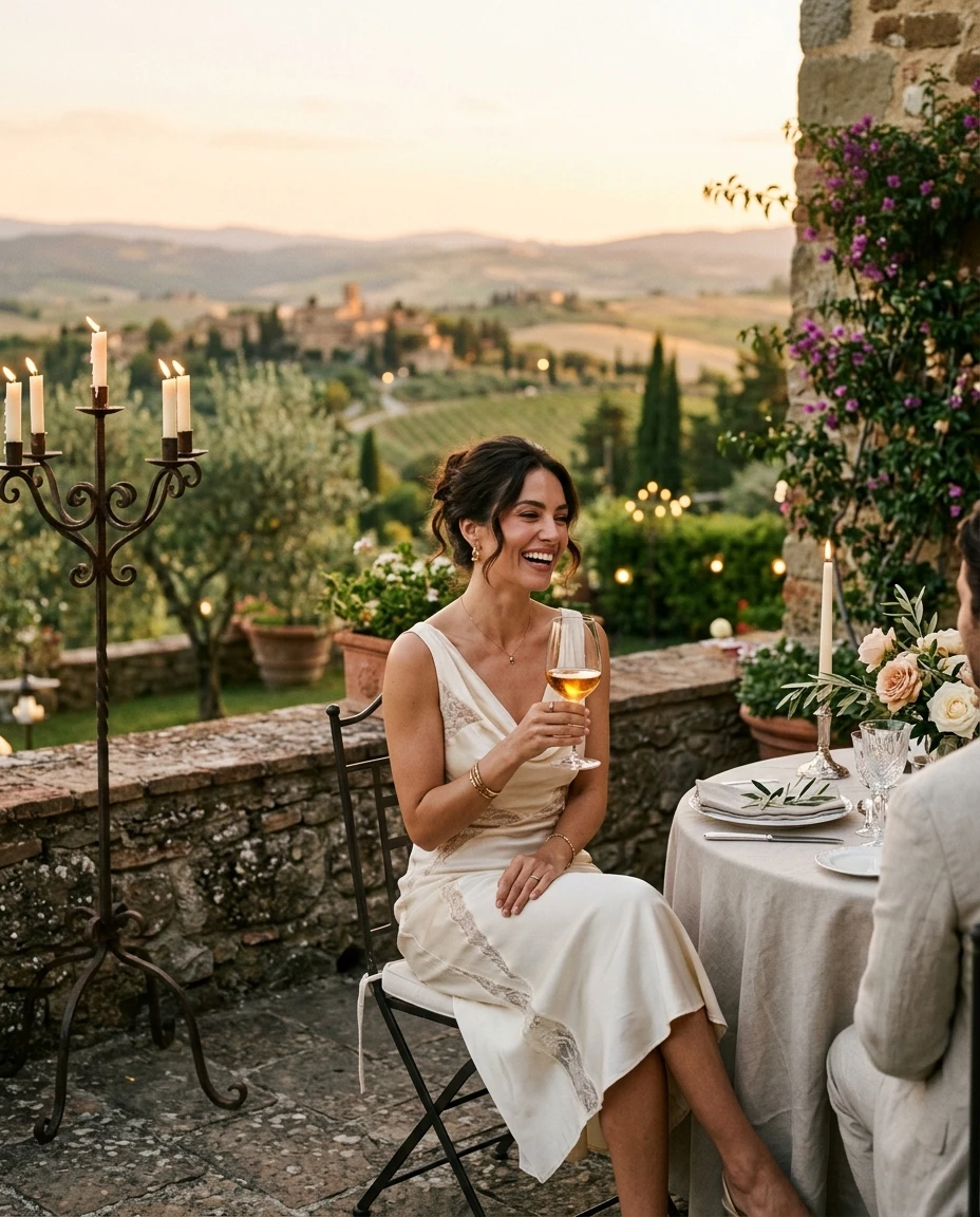 Gemma Deeks Style Guide: Elegant Chic Date night in Tuscany Summer 2026