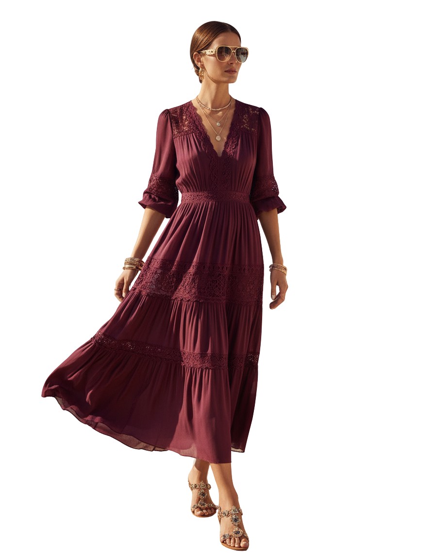 Gemma Deeks Style Guide: Elegant Chic Designer Summer Dresses in Burgundy Summer 2026