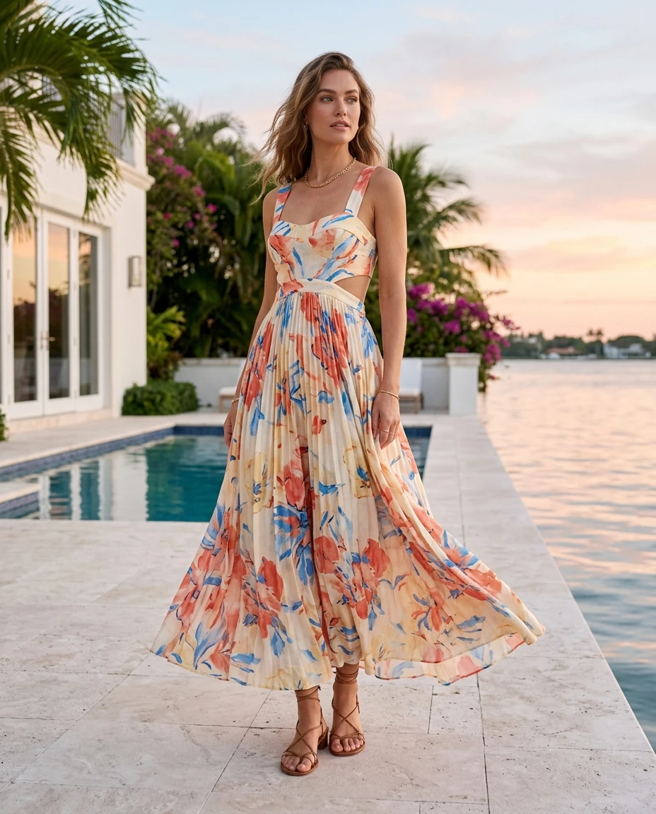 Gemma Deeks Style Guide: Elegant Chic Designer Summer Dresses in Florida Summer 2026