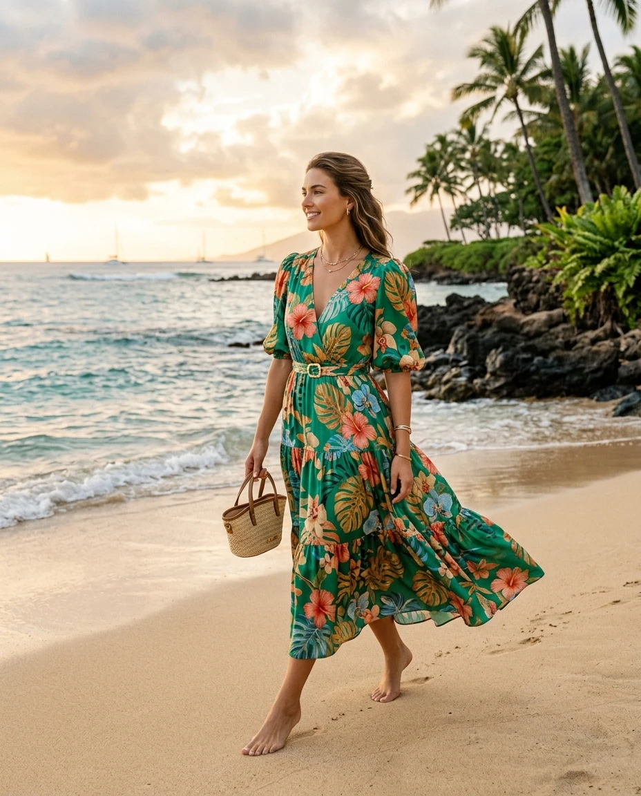 Gemma Deeks Style Guide: Elegant Chic Designer Summer Dresses in Hawaii Summer 2026