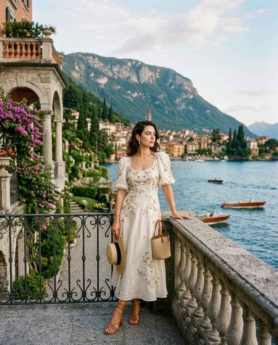Gemma Deeks Style Guide: Elegant Chic Designer Summer Dresses in Lake Como Summer 2026