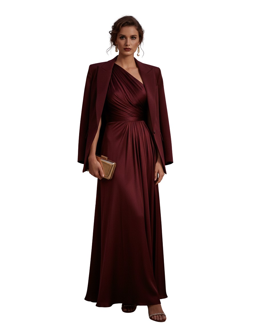 Gemma Deeks Style Guide: Elegant Chic dinner outfit in Burgundy Summer 2026