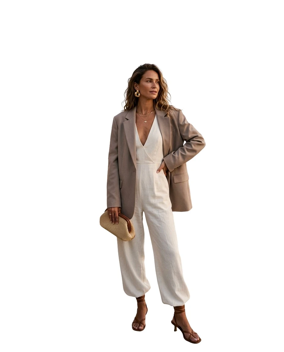 Gemma Deeks Style Guide: Elegant Chic dinner outfit in Cyprus Summer 2026