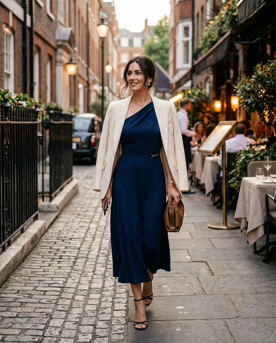 Gemma Deeks Style Guide: Elegant Chic dinner outfit in London Summer 2026