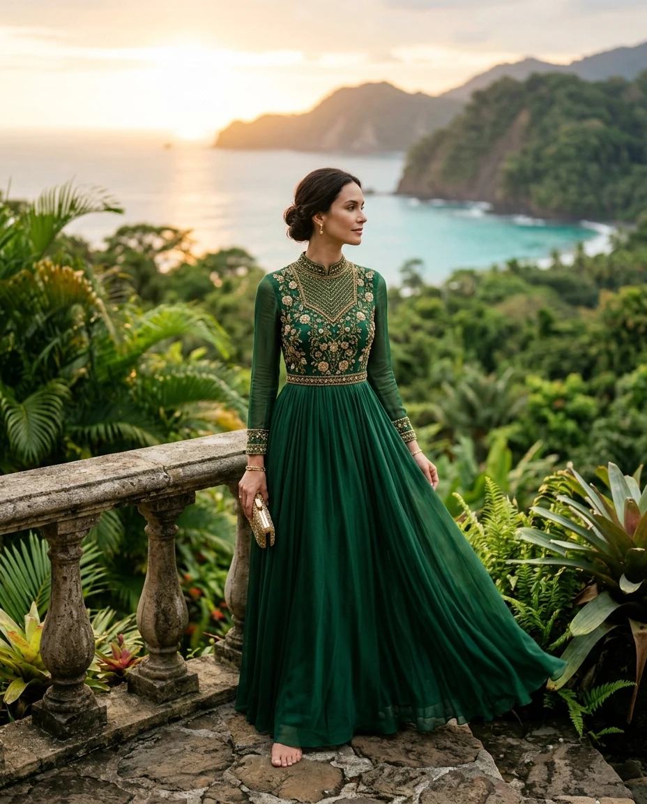 Gemma Deeks Style Guide: Elegant Chic gala gown in Costa Rica Summer 2026