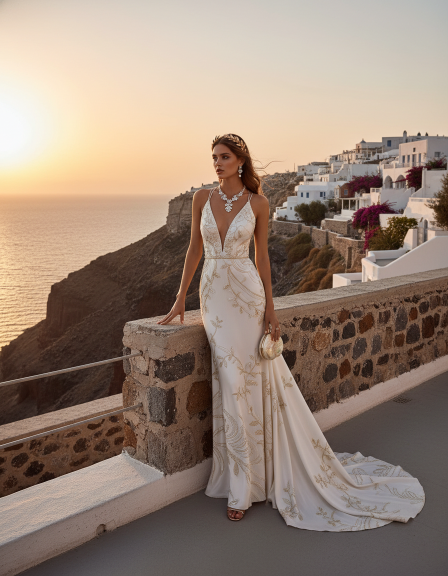Gemma Deeks Style Guide: Elegant Chic gala gown in Crete Summer 2026