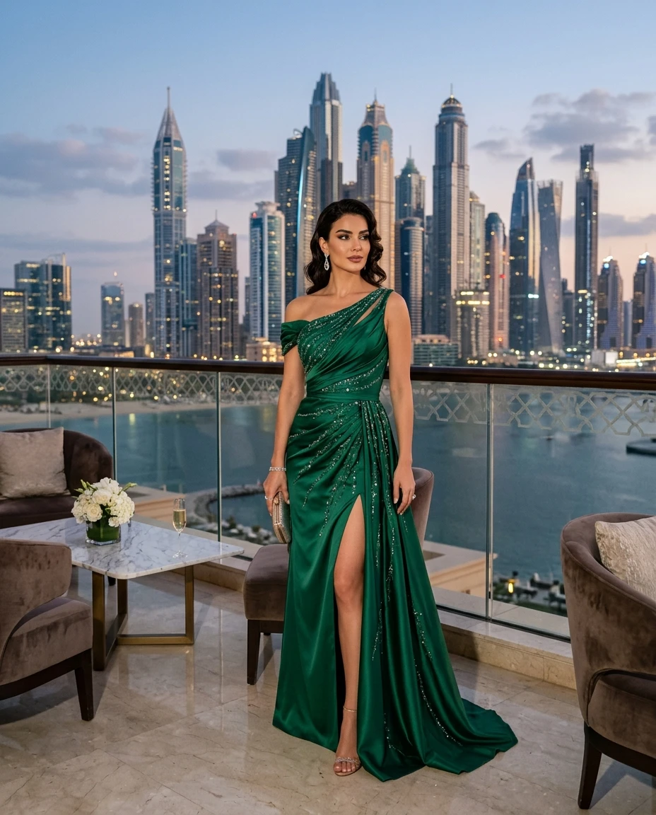 Gemma Deeks Style Guide: Elegant Chic gala gown in Dubai Summer 2026