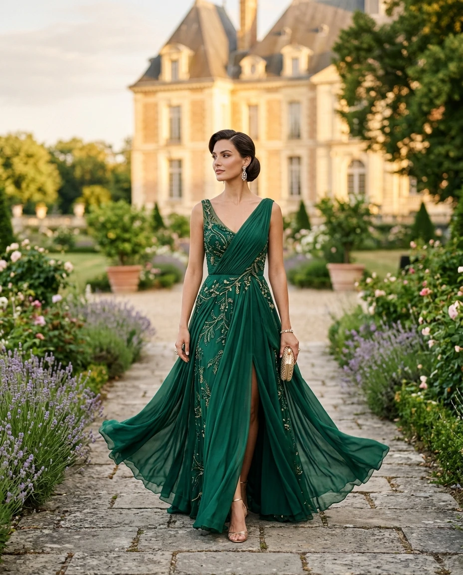 Gemma Deeks Style Guide: Elegant Chic gala gown in France Summer 2026