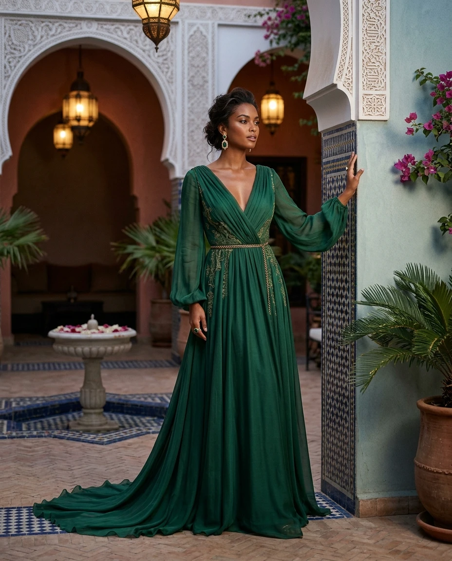 Gemma Deeks Style Guide: Elegant Chic gala gown in Moroco Summer 2026