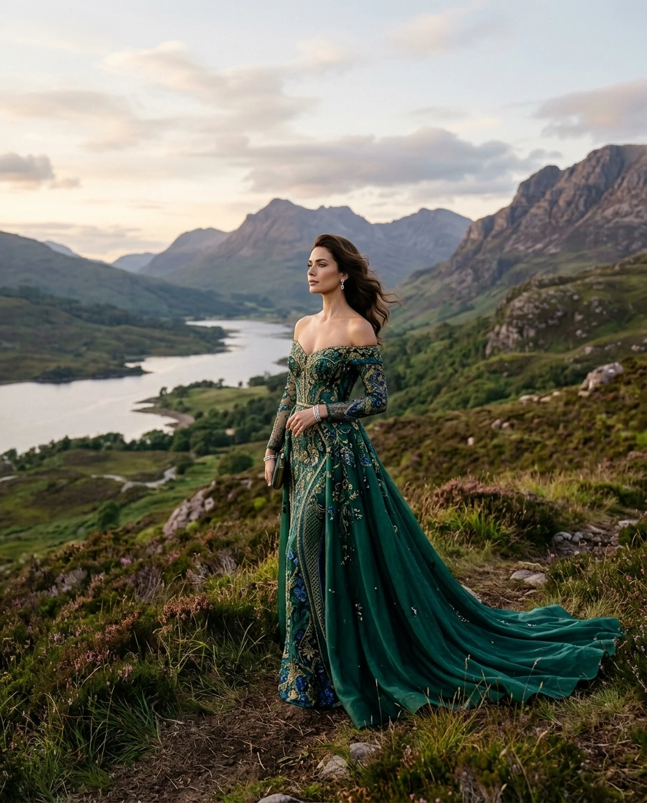 Gemma Deeks Style Guide: Elegant Chic gala gown in Scotland Summer 2026