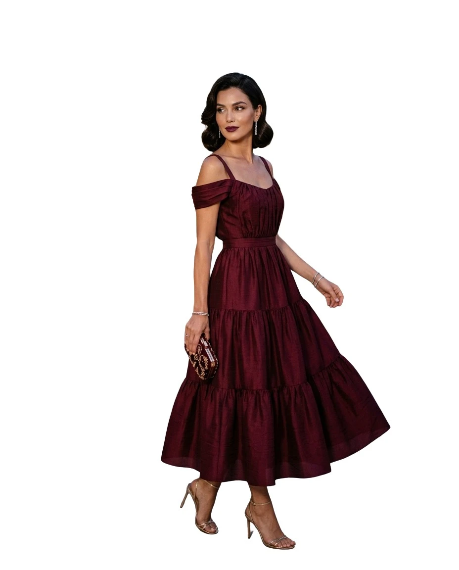 Gemma Deeks Style Guide: Elegant Chic Holiday parties in Burgundy Summer 2026