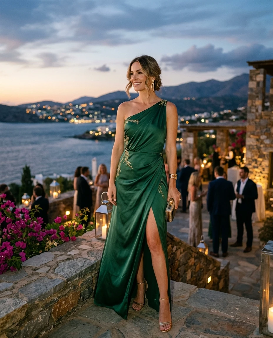 Gemma Deeks Style Guide: Elegant Chic Holiday parties in Crete Summer 2026