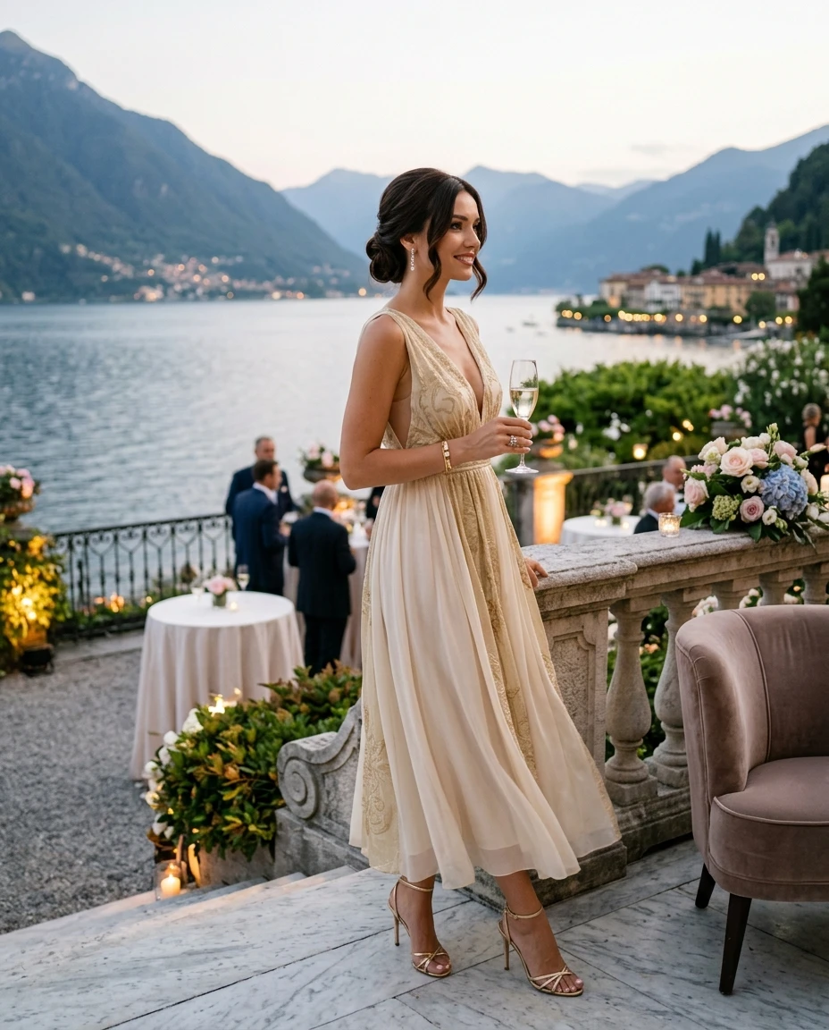 Gemma Deeks Style Guide: Elegant Chic Holiday parties in Lake Como Summer 2026