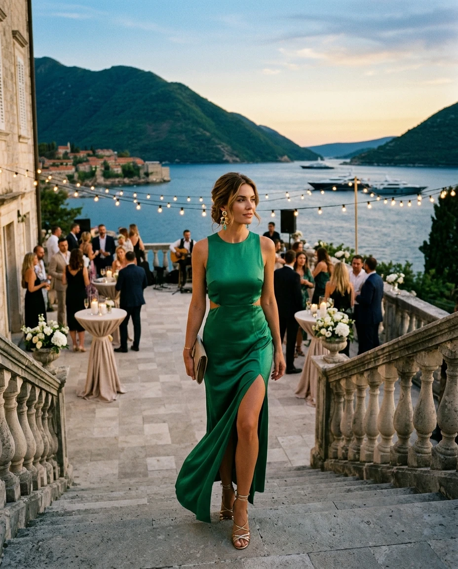 Gemma Deeks Style Guide: Elegant Chic Holiday parties in Montenegro Summer 2026