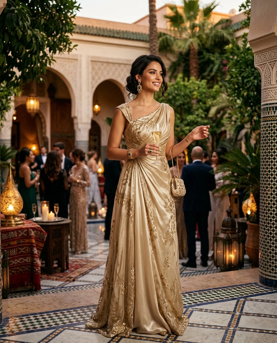 Gemma Deeks Style Guide: Elegant Chic Holiday parties in Moroco Summer 2026