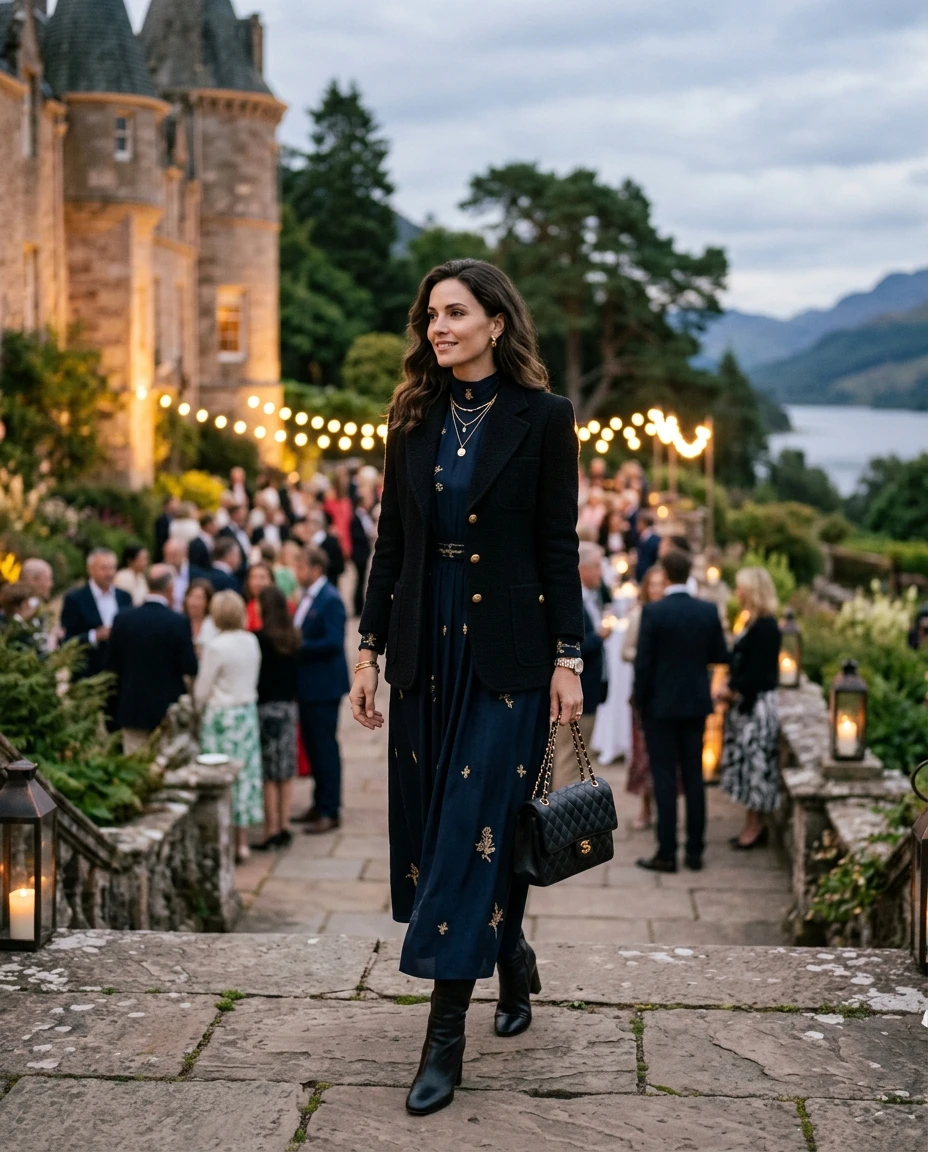 Gemma Deeks Style Guide: Elegant Chic Holiday parties in Scotland Summer 2026
