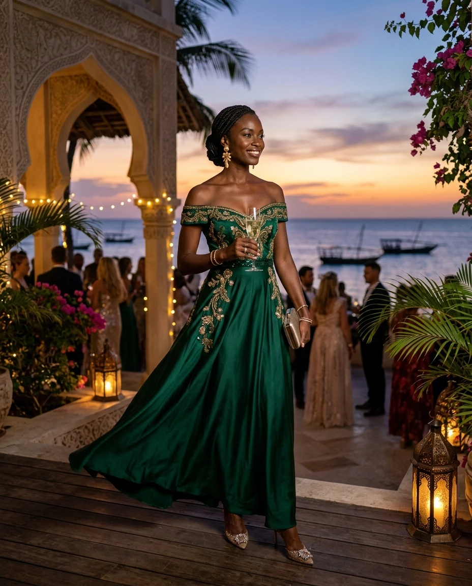 Gemma Deeks Style Guide: Elegant Chic Holiday parties in Zanzibar Summer 2026