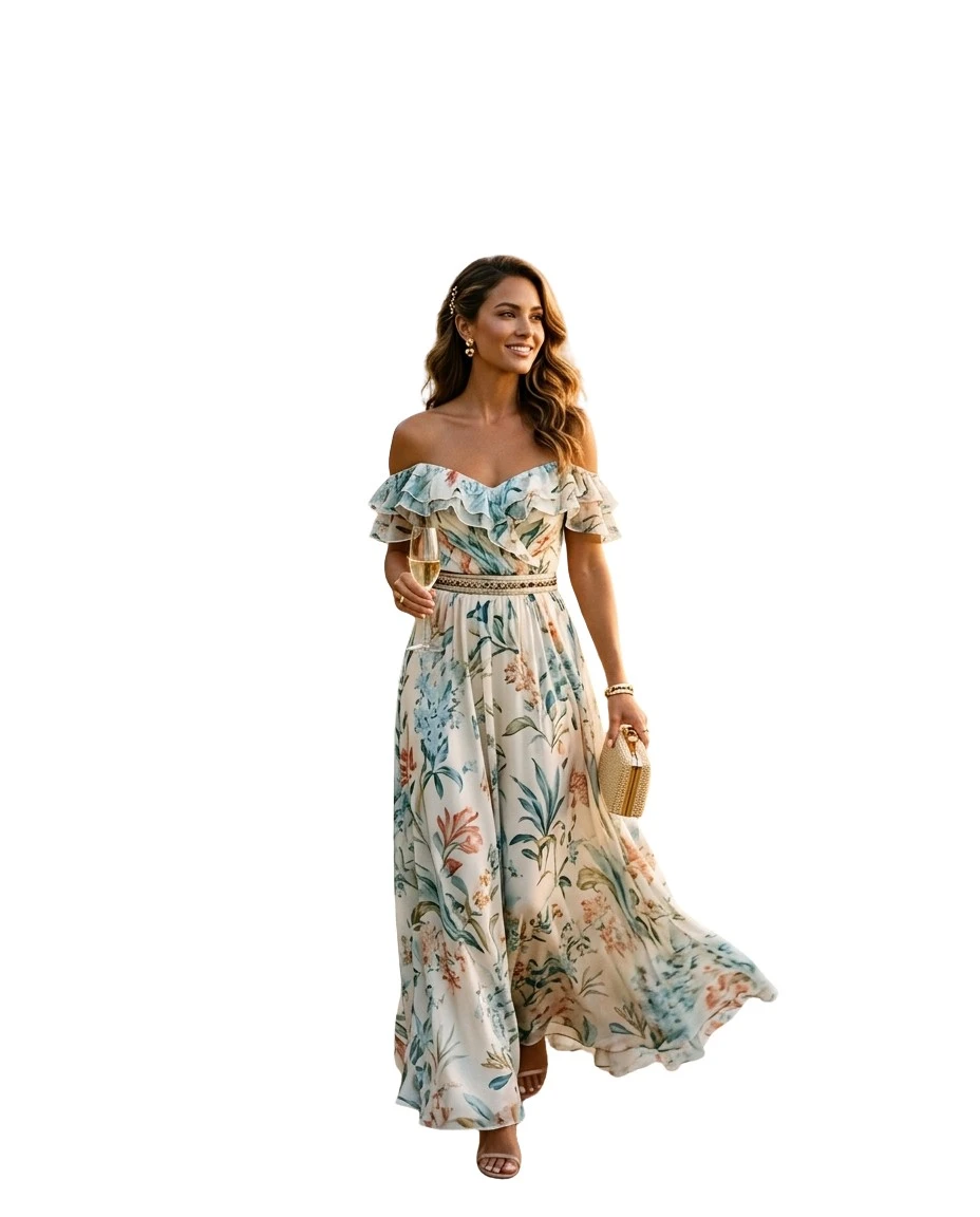 Gemma Deeks Style Guide: Elegant Chic wedding guest dress in Hawaii Summer 2026