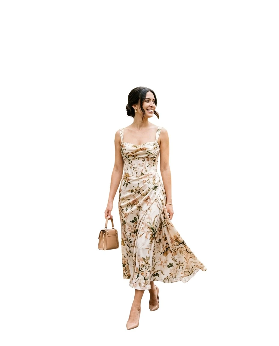 Gemma Deeks Style Guide: Elegant Chic wedding guest dress in London Summer 2026