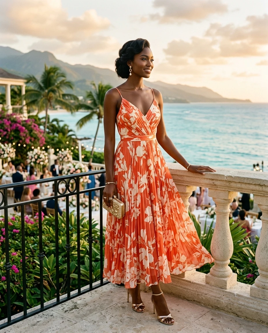 Gemma Deeks Style Guide: Elegant Chic wedding guest dress in Montego Bay Summer 2026