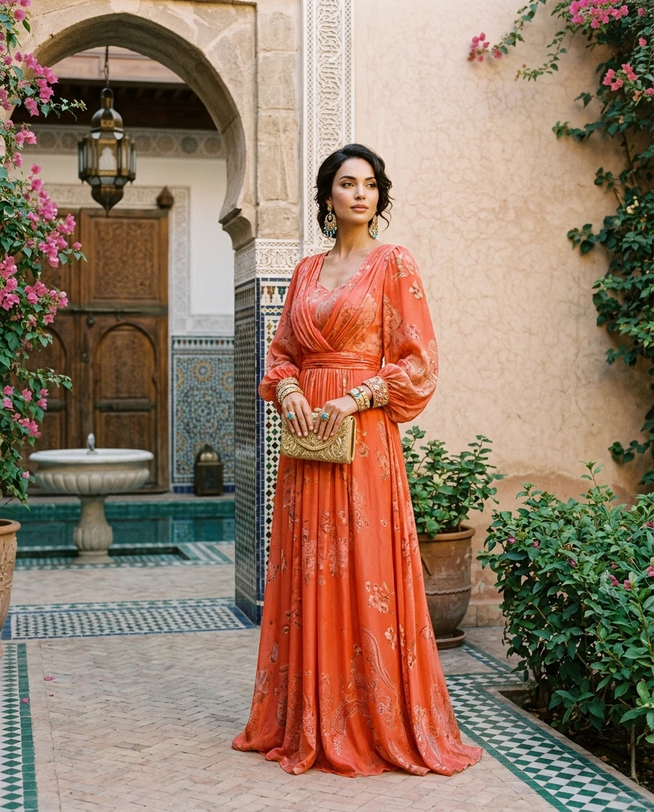 Gemma Deeks Style Guide: Elegant Chic wedding guest dress in Moroco Summer 2026