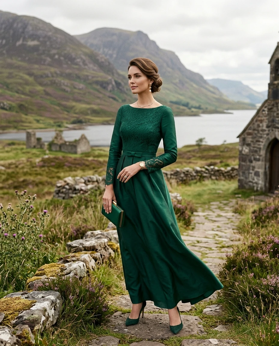Gemma Deeks Style Guide: Elegant Chic wedding guest dress in Scotland Summer 2026