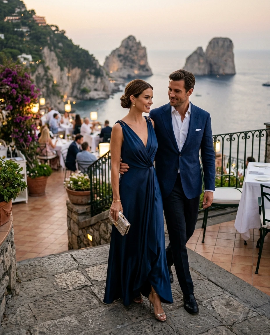 Gemma Deeks Style Guide: Formal attire Date night in Capri Summer 2026