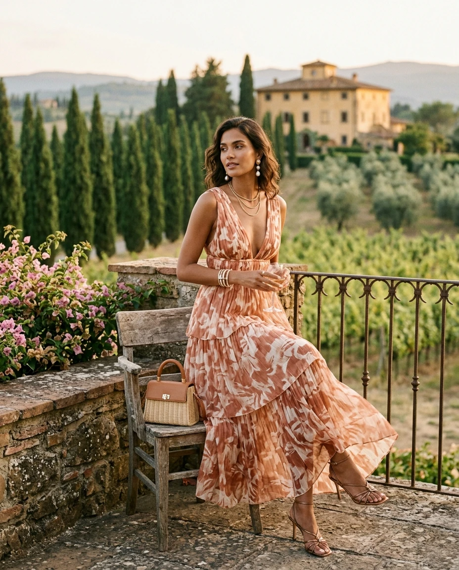 Gemma Deeks Style Guide: Formal attire Designer Summer Dresses in Tuscany Summer 2026