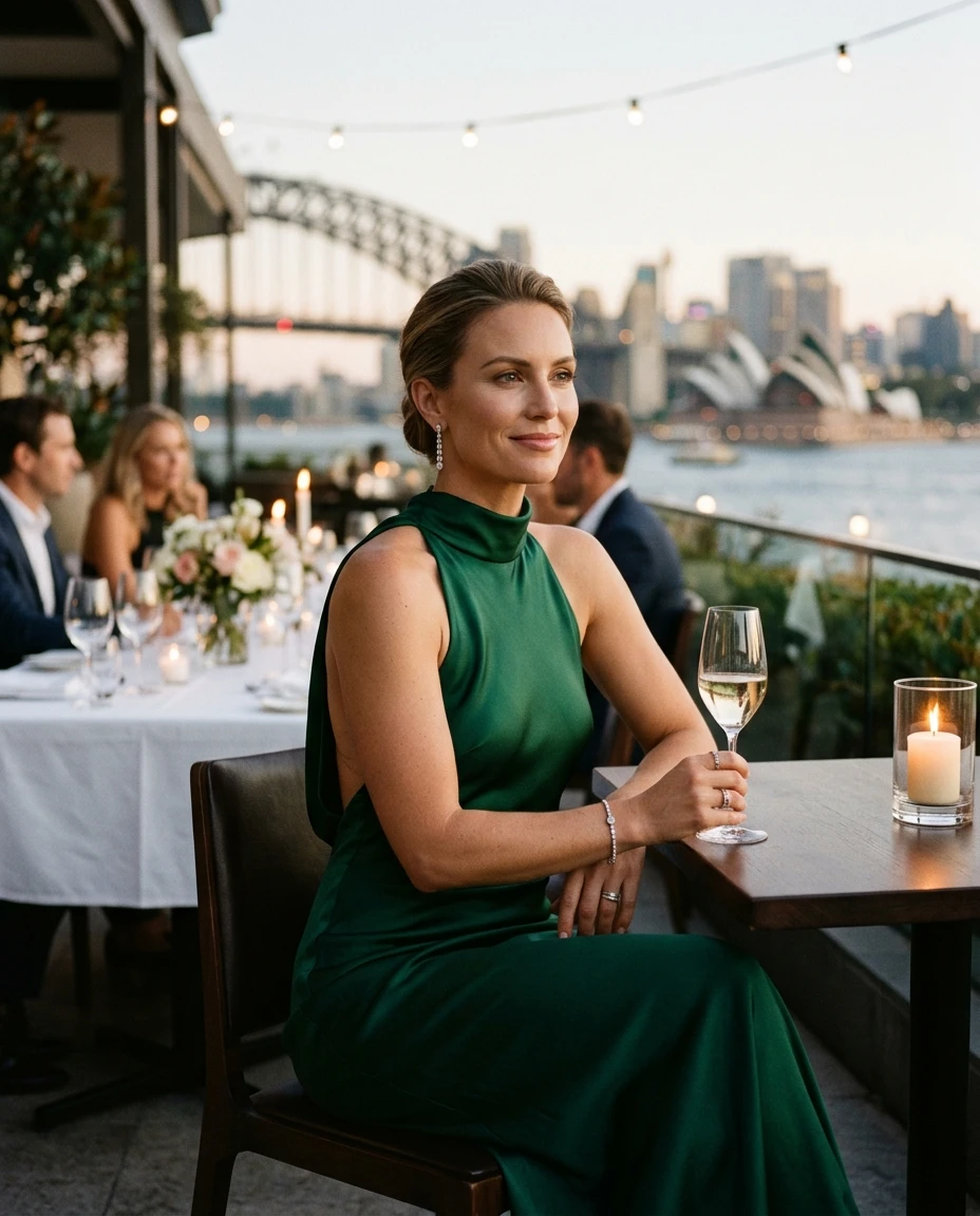 Gemma Deeks Style Guide: Formal attire dinner outfit in Australia Summer 2026