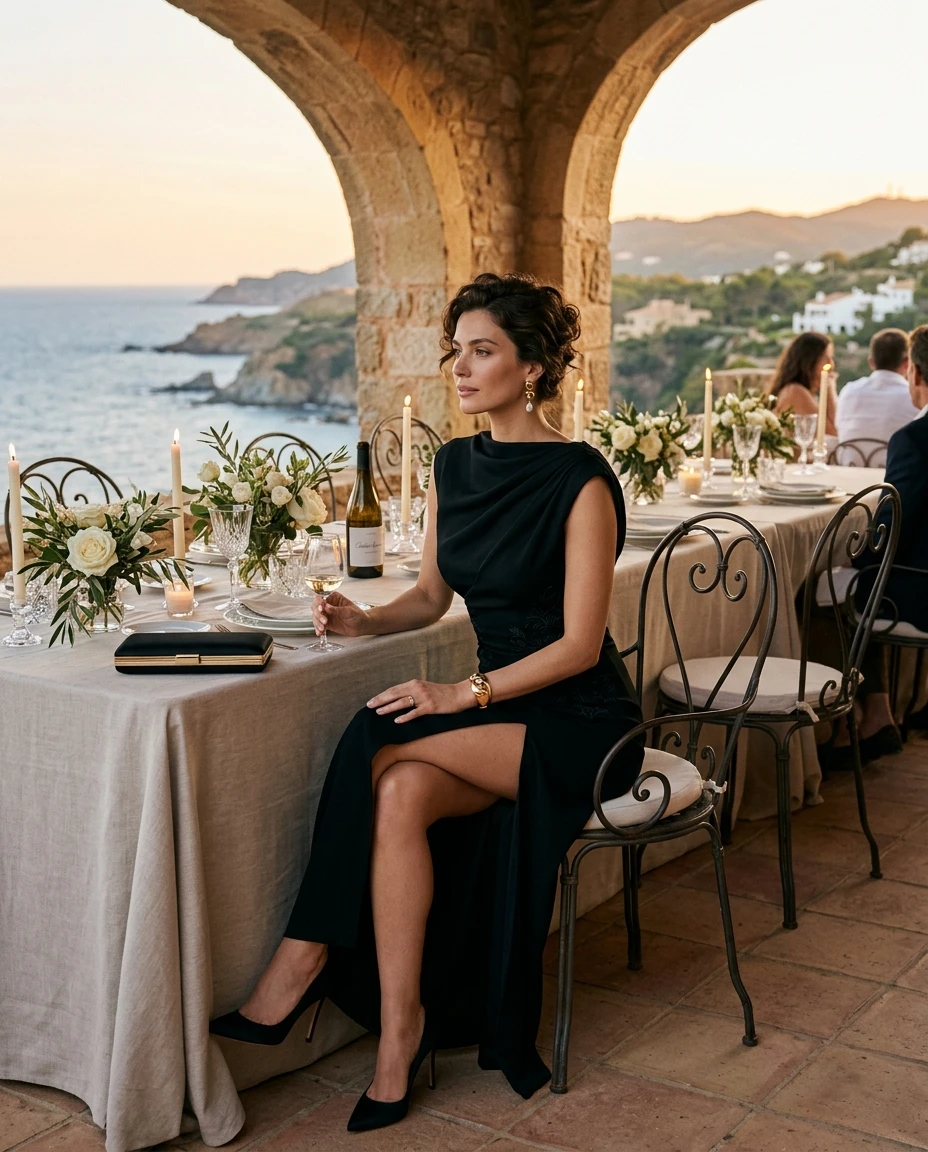 Gemma Deeks Style Guide: Formal attire dinner outfit in Catalonia Summer 2026