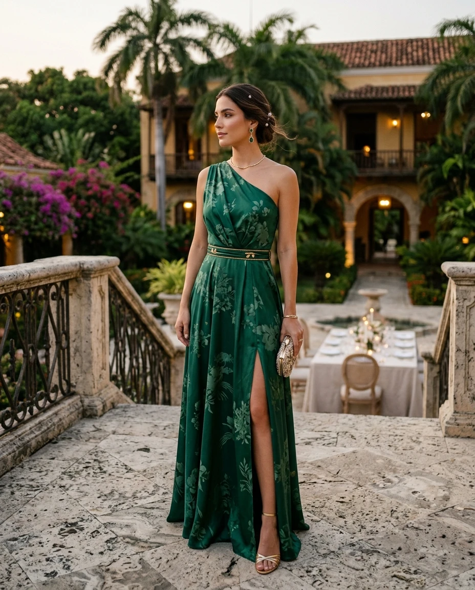 Gemma Deeks Style Guide: Formal attire dinner outfit in Colombia Summer 2026