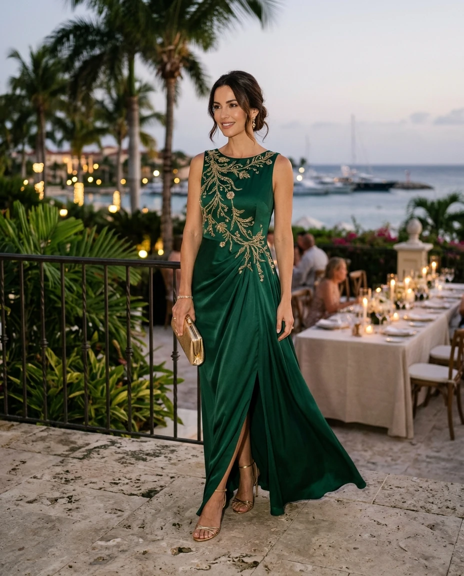 Gemma Deeks Style Guide: Formal attire dinner outfit in La Romana Summer 2026