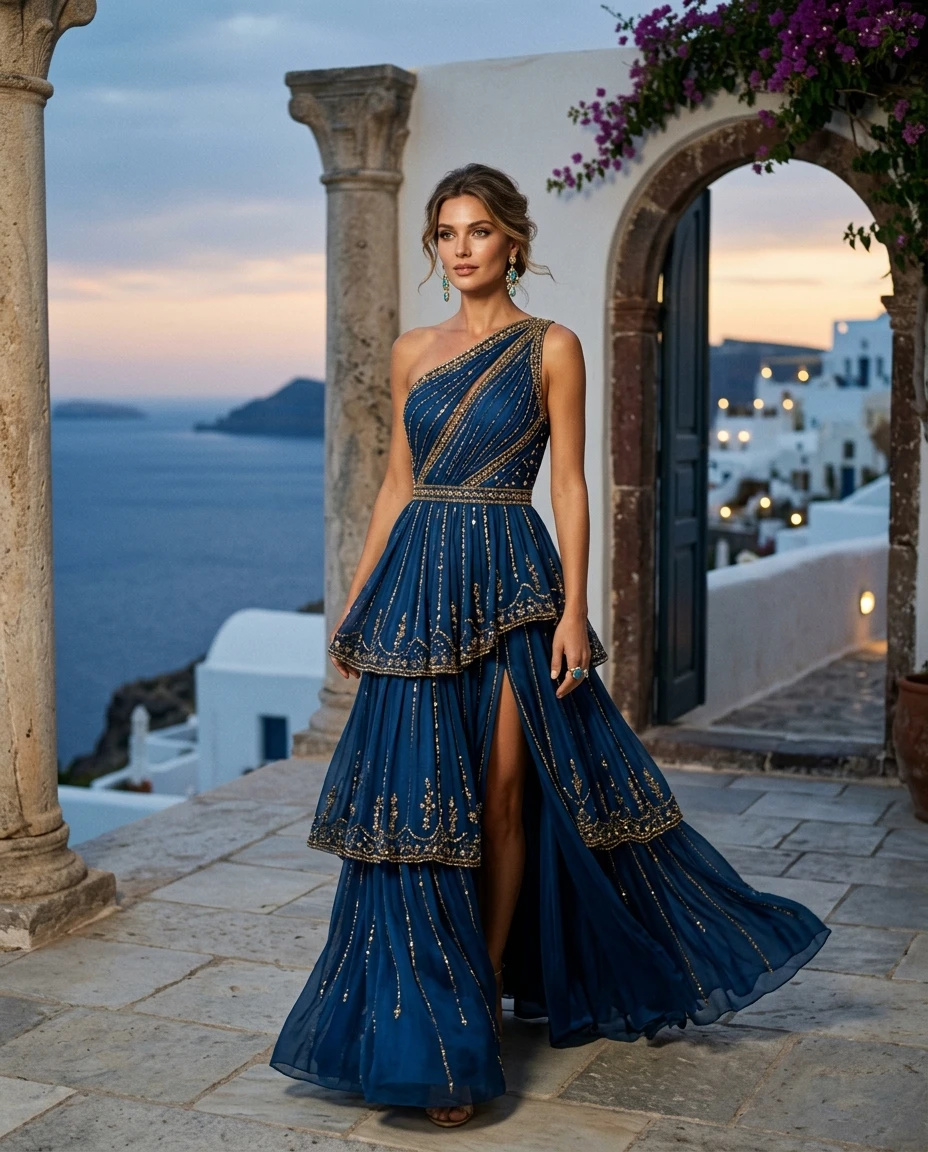 Gemma Deeks Style Guide: Formal attire gala gown in Greece Summer 2026